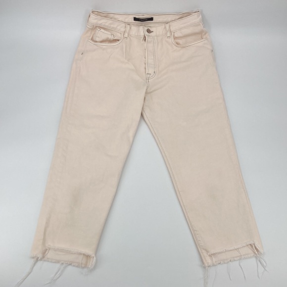 J Brand Wynne 100% Cotton High Rise Button Fly Crop Raw Hem Straight Jeans 32 - Picture 14 of 15
